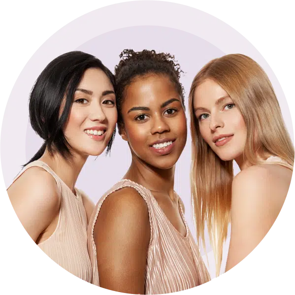 Three women looking straight forward